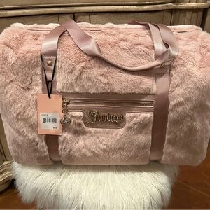 Juicy Couture Large Weekender Duffle Bag (Dusty Pink) Rhinestone heart charm.